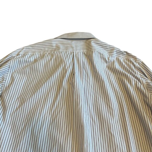 Brooks Brothers Classic Blue Brown Stripe Button-Down Dress Shirt Size 18 35 - Picture 7 of 12